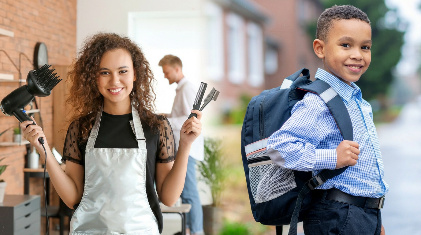 coiffeuse tablier enfant cartable